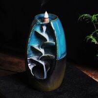 Incense Burner Ceramic Backflow Waterfall Smoke Incense Holder Censer Holder Mothers Gift Retro Zen Aromatherapy Home Decor