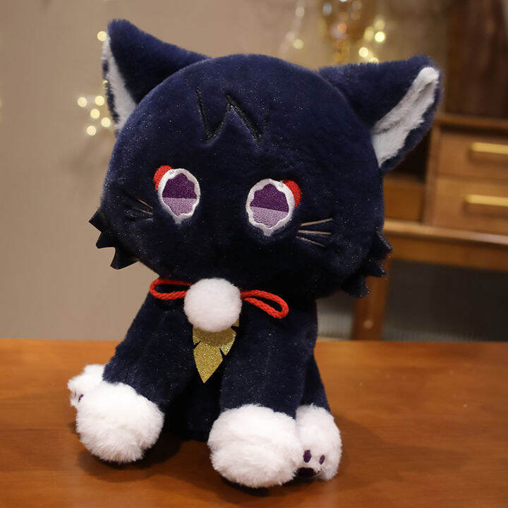 เกม-genshin-ผลกระทบของเล่นตุ๊กตา-scaramouche-แมว-plushie-ตุ๊กตารุ่นเก็บสีม่วงแมวนุ่มยัดไส้สัตว์เด็กของขวัญวันเกิด