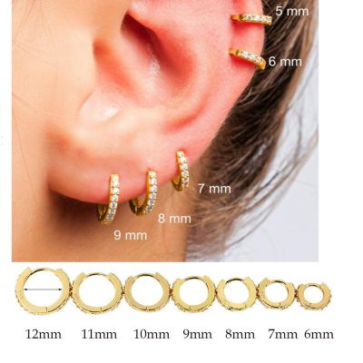 【YP】 Snug Minimalist Dainty Hoop Earrings Cartilage Small Rook Helix Piercing Earlobe Pave
