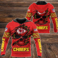 Kansas City Chiefs NFL Skull 3D Full Print Hoodie Women Men Size XXS-6XL {in store}