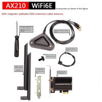 AX210 WiFi 6E Wireless Network Card with 8DB Antenna+Extension Cable Base 2.4G/5G/6G 5374Mbps Tri Band Bluetooth 5.2