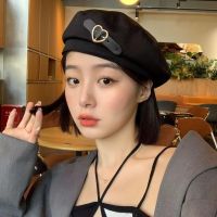 love black metal beret women hat summer breathable retro elegant simple hat 【JULY]