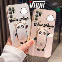 VRQR สำหรับ Motorola Moto G50 5G MOTO G42 MOTO G50 MOTO G52 MOTO G60 MOTO G40 Fusion MOTO G60s 6DStraight ขอบชุบที่บังน้ำแข็งแพนด้ายืนรูปแบบนุ่มหรูหราเคสโทรศัพท์คุณภาพสูง