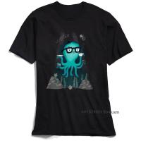 Tshirt Slim Fit Funny MenS T Shirt Nerd Octopus Cartoon Tops Tees 100% Cotton Male T Shirt Casual Short Sleeve Camisa Wholesale