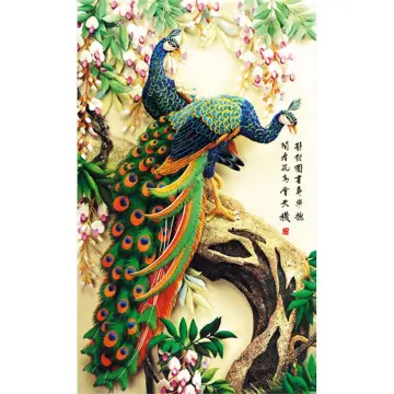 5D Diamond Painting Pink Peacock Cross Stitch Animal Diamond