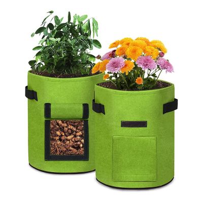 3X 10 Gallon Plant Bags Growing Bag Bags with Window and Handles Potato Planting Bag Non-Woven Fabric Bucke
