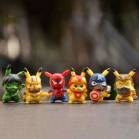 ROSEMAR Pikachu คอสเพลย์จี้พีวีซี6ชิ้น/ชุดของเล่นโมเดลโปเกมอน Pikachu ฟิกเกอร์จิ๋วโมเดลตุ๊กตาแอคชั่นฟิกเกอร์ Pikachu