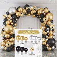 Black Gold Balloon Garland Arch Kit Confetti Latex Balloon Happy 30 40 50 Year Old Birthday Party Decoration 30th Anniversary Balloons