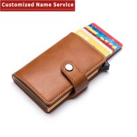 ZOVYVOL Custom Name Wallet Hasp Men Leather Wallet Cards Holder Protector Smart Wallet RFID Aluminum Case Box Card Holder Wallet