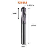 Hrc50สำหรับเครื่องกัดโลหะเคลือบหน้าและสล็อตสำหรับเครื่องกัดปลาย R0.5-R6.0 Cnc ร่องจมูกปลาย2โรงสี1ชิ้น