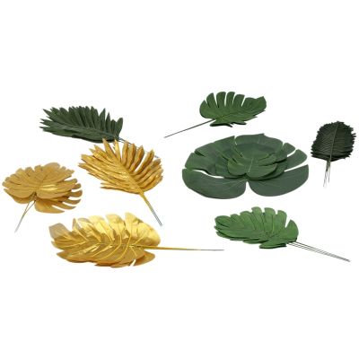 72 Pcs Artificial Palm Tropical Leaves Jungle Leaves Decorations for Beach Baby Shower Wedding Birthday Decorations