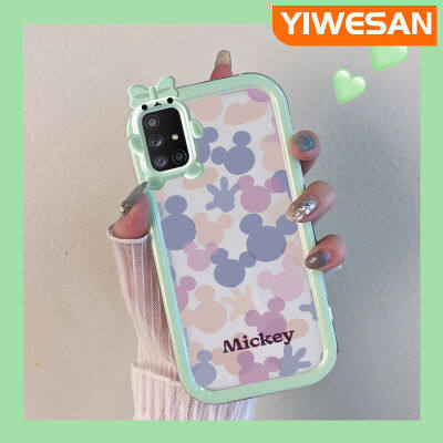 Chenyyyka เคสปลอกสำหรับ Samsung A71การ์ตูนน่ารักสีม่วงชมพูมิกกี้เมาส์สีสันสดใสขอบเคสโทรศัพท์โปร่งใสเลนส์กล้องถ่ายรูปมอนสเตอร์ตัวเล็กเคสกันกระแทกกันกระแทก