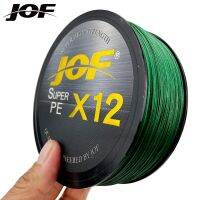 ยี่ห้อ JOF X9/X12ชุดอุปกรณ์ตกปลา Senar Pancing PE นำเข้า S12 12-เกลียวเชือกแบบสาน25 30 39 50 65 77 92lb 300-500เมตร