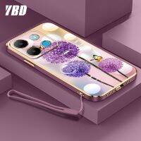 เคสโทรศัพท์ YBD สำหรับ Infinix Note 30 Pro 4G 5G Note 30 VIP Note 30i X6716B X6833B X6711 X678B อัจฉริยะ7 X6515 Tecno Camon 20 Pro 4G Tecno CK6 CK6n CK7n ดอกแดนดิไลออนและรูปผีเสื้อกรอบสี่เหลี่ยมปลอกอ่อนประณีตพร้อมสายคล้อง