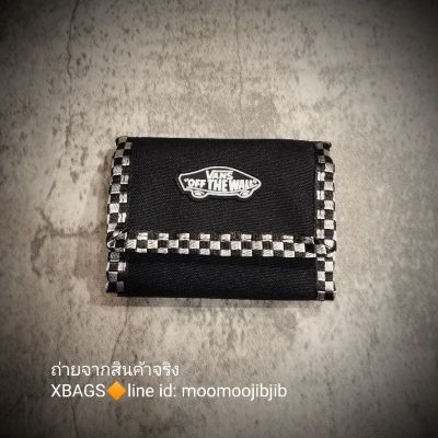 Vans Wallet3F  แต่งขอบผ้าลายสก็อต ผ้าหนา ช่องเยอะ โลโก้นูน มีช่องใส่เหรียญ