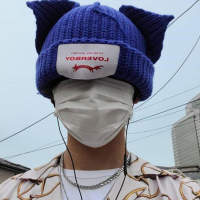 Hip-hop Personality Cold Hat Cute Fashion Hooded Cap Cat Ear Knit Hat Double-layer Warm Pig Ear Woolen Hat Niche Design