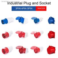 ﹍✹♣ 16A/32A 3P/4P/5P Industrial Plug Socket IP44 Waterproof Male Female Electrical Connector Power Connecting 220V 380V 415V