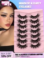 GROINNEYA 5/7 Pairs Fluffy Mink Lashes Faux Mink Eyelashes Long Lasting EyelashesDramatic Volume lashes Extension Thick Long