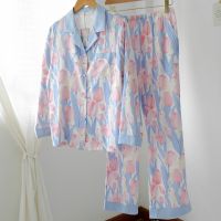 ชุดนอน Muslin pajamas Silk Satin ( รุ่น P1196 )