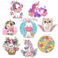 Cute Animal Patch Iron-on Transfers For Clothes Cartoon Flower Applique Heat Thermal Transfer For Clothing Stickers Washable DIY