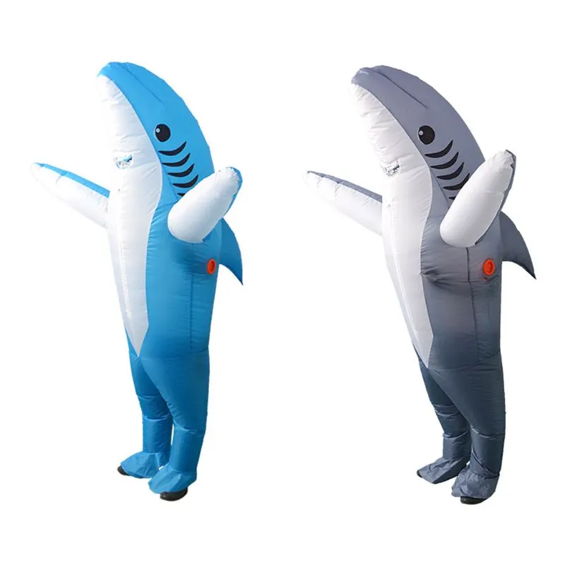 Adult Shark Fancy Dress Costume Funny Inflatable Blow Up Carry Ride On  Outfit Fat Suit Halloween Cartoon Cosplay Accessories 