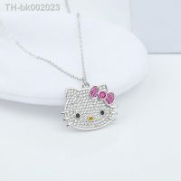 ▽ New 925 Silver Plated Crystal Cute Cartoons Cat Necklaces Pendants Fashion Jewelry for Women Necklace