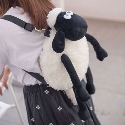 Cartoon Cute Kawaii Black Lamb Backpack Large Capacity Plush Doll Toy Valentines Day Birthday Christmas For Children Girlfriend