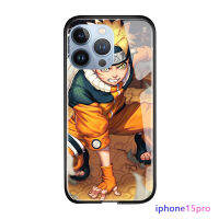 Diorcase สำหรับ Apple iPhone 15 Plus 15 Pro 15 Pro Max Luxury อนิเมะนารูโตะซีรีส์ Sasuke Kakashi เคสกระจกนิรภัยขอบนิ่มปลอกกันกระแทก