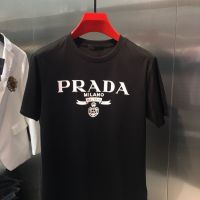 PRADA 2022 Summer New Trend Student Fashion All-match Casual Short-sleeved Trendy Mens Alphabet Solid Color T-shirt Men and Women with The Same Style