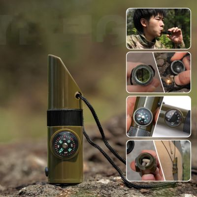 Outdoor Survival Whistle Multifunction Emergency Survival Whistles With Thermometer Compass Life-saving Whistle With LED Light Survival kits