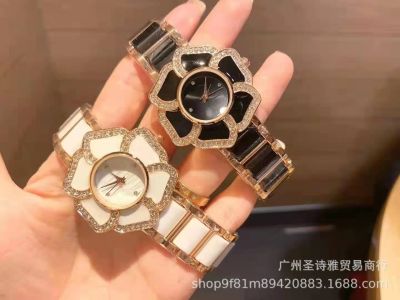 Wechat business hot style non-trace undertakes to sweet home with camellia form set auger ceramic joker female watch wholesale undertakes