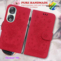 เคสสำหรับ Honor หนังแฟชั่นฝาพับเคสโทรศัพท์90ดอกไม้ปักที่ใส่เคสหนังโทรศัพท์มือถือ