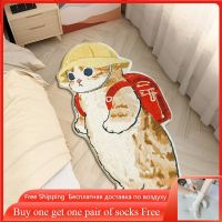 【SALES】 Funny Cat Mat Bedside Soft Area Rug Cartoon Doormat Shaggy Fluffy Carpet Irregular Bedside Rug Thicken Floor Mat INS Decor ковер