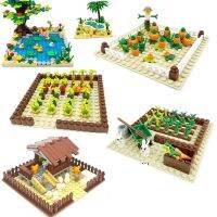 【CW】 Farm Animals Trees Plants Building Blocks MOC Chicken Coop Vegetable Field Pumpkin Pineapple Corn Swimming Pool For Kids Gift