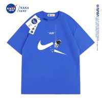 [S-5XL]เสื้อยืดแขนสั้น ผ้าฝ้าย ทรงหลวม ลาย nasa แฟชั่นฤดูใบไม้ผลิ และฤดูร้อน สําหรับผู้ชาย และผู้หญิง