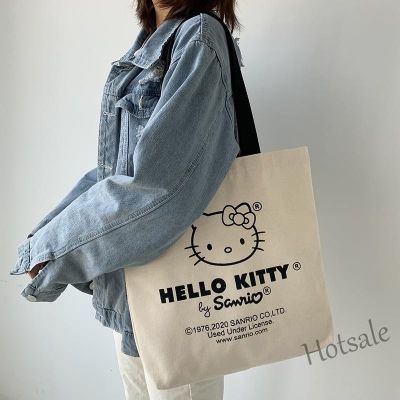【hot sale】✠✇﹍ C16 Fashion New Summer Womens Canvas Bag With zipper Womens Shoulder Tide Retro Students Japan and South Korea Cute Cat Shopping Cloth Bag Women