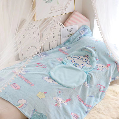 (ร้อน) Sanrio Mymelody Kuromi Cinnamoroll น่ารักบ้านผ้าห่มขนาดเล็กแบบพกพาสำนักงานเครื่องปรับอากาศ Nap ผ้าห่มหมอนผ้าห่ม