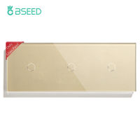 BSEED EU Standard 228mm Crystal Glass Panel 369Gang Touch Screen Panel With Metal Frame White Black Golden No Switch Function