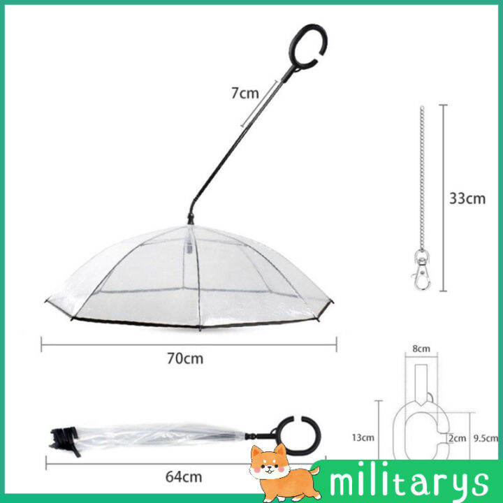 ร่มใสสำหรับสุนัขสัตว์เลี้ยงปรับได้ผลิตภัณฑ์สัตว์เลี้ยง-c-ร่มพับพร้อมสายจูงสุนัขสำหรับเดินในสายฝน