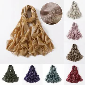 Stylish Gold Thread Scarves Ladies Silk Scarf - China Hijab Silk and Stripe Scarf  price