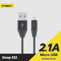 [มีของพร้อมส่ง] Orsen S32 สายชาร์จ USB Data Cable Micro USB หุ้มด้วยวัสดุป้องกันไฟไหม้ สำหรับ Samsung/Android 2.1A ของแท้ 100%