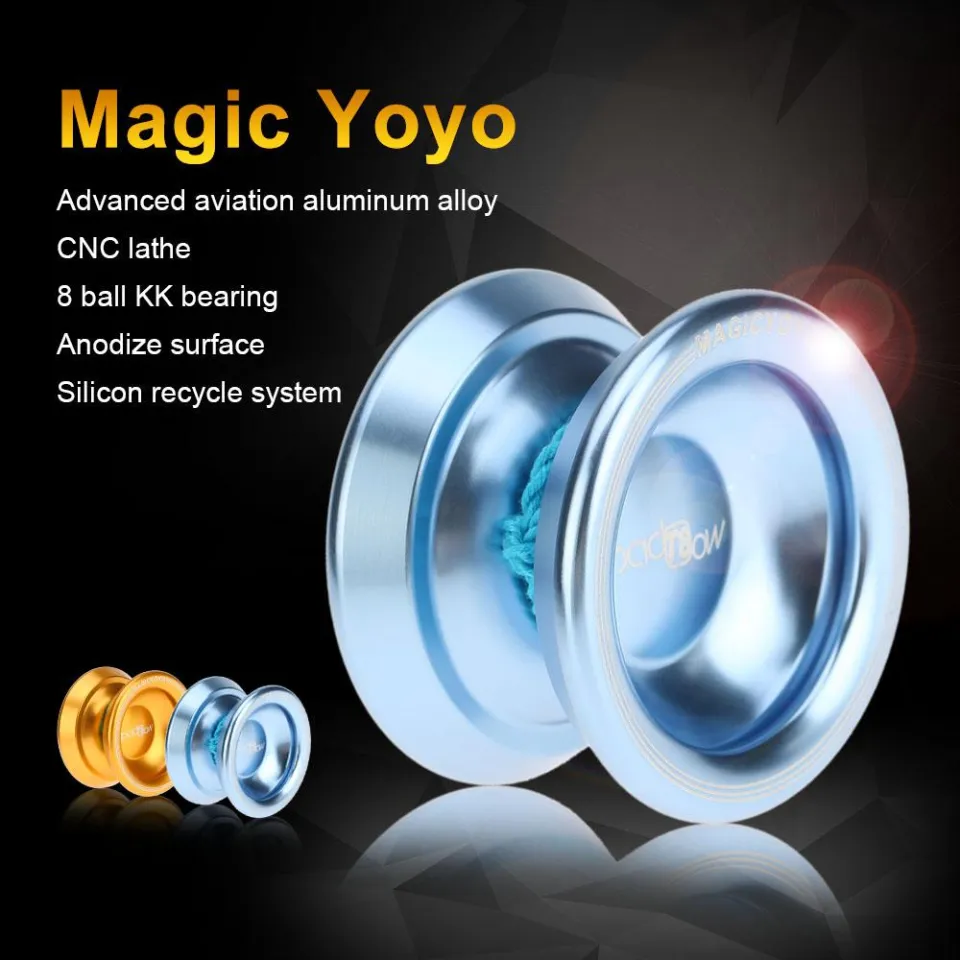 Magic Yoyo Professional Yoyo N5 Desperado Aluminum Alloy Metal Yoyo 8 Ball  KK Bearing with String for Blue 