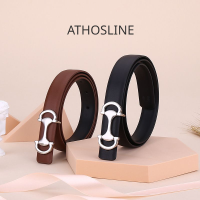 Athosline H หัวเข็มขัดยึดเหนี่ยวแบรนด์หรู,เข็มขัดหนังวัวแท้สีดำเข็มขัดสานแฟชั่นสำหรับผู้หญิงชุดเดรสยีนส์พร้อม Kotak Kado Berhadiah สำหรับผู้หญิง2.5ซม.