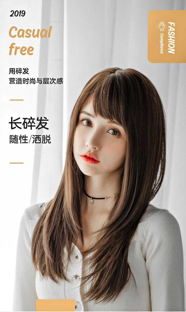 Wig Women's Summer Long Hair Natural round Face Full Head Side Bangs Long Straight  Hair Daily Korean Style Fake FemalejkCaps | Lazada PH