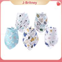 J-BRITNEY ผ้าฝ้ายอินทรีย์ผ้ากันเปื้อนเด็ก5ชิ้นผ้ากันเปื้อนสามเหลี่ยมสีขาวสีน้ำเงินผ้ากันเปื้อนเด็กแรกเกิดดูดซับอุปกรณ์เสริมผ้าพันคอเด็กเด็กหญิงเด็กชาย