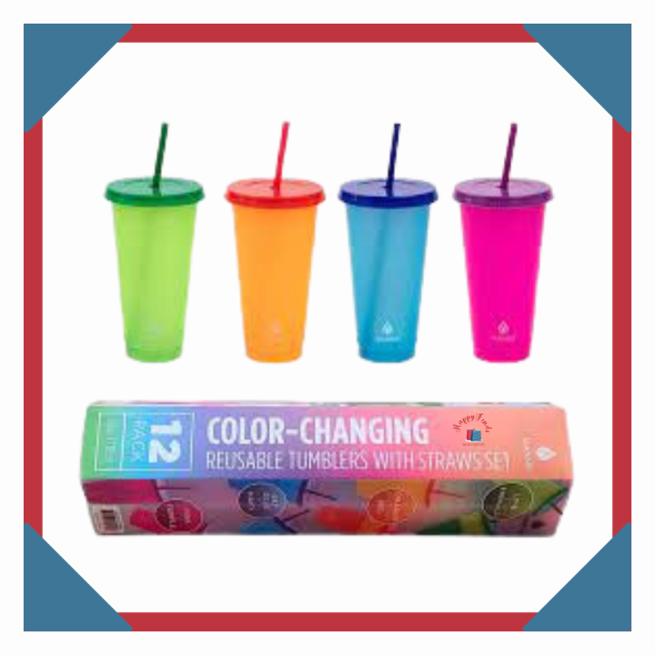 Happy Finds - Manna 12 pack Color Changing Reusable Tumblers with Straw ...