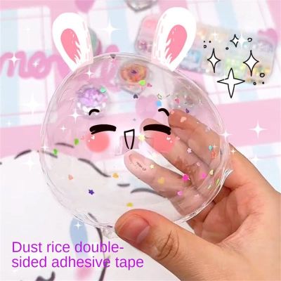 ▬ Bubble Blowing Double Sided Tape With Straws Beads Nano Tape For DIY Craft Child Pinch Toy Sticky Traceless Waterproof Adhesive