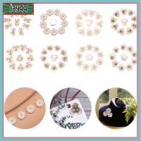 JAYQQ 10PCS แวววาว รูปดอกไม้ เครื่องประดับหมวก กระดุม Rhinestone กิ๊บติดผมไข่มุก กระดุมมุก คลิปหนีบหมวก