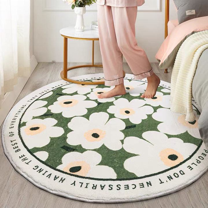 Non Slip Living Room Mat Pad Round Circle Cozy Gy Sheepskin Furry Super Soft Carpet Bedroom Thickened Lamb Wool Bedside Area Rugs Blanket Machine Washable Home Decor Long Floor