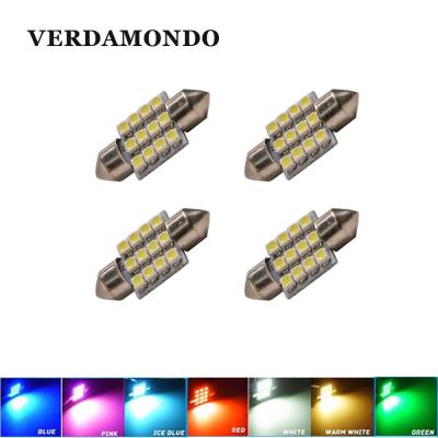 【CW】4pcs Super Bright 31mm12 SMD 3528 Car Interior Dome Festoon LED Light Bulbs Lamp White Warm white Red Green Blue Ice blue Pink